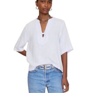 Xirena Ports Top Sz S Cotton Gauze Pale Sky Elbow Sleeve Relaxed Soft NWT READ